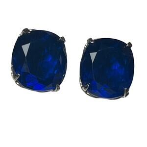 Vintage 1980s Large Oversized Runway Faceted Sparkling Sapphire Blue Earrings D3